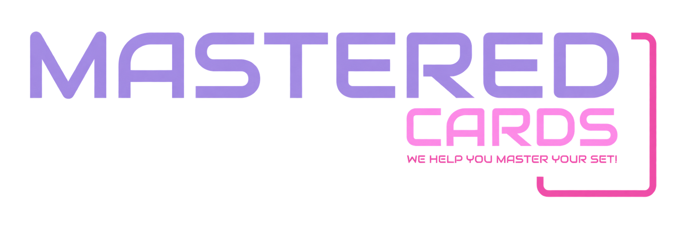 Mastered Cards-logo met neonaccenten